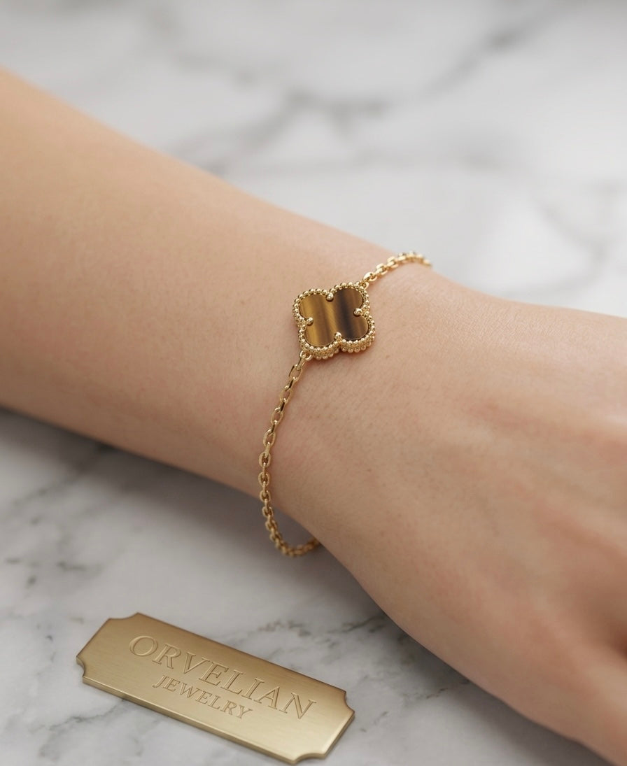 Pulseira Dourada Olho de Tigre Real